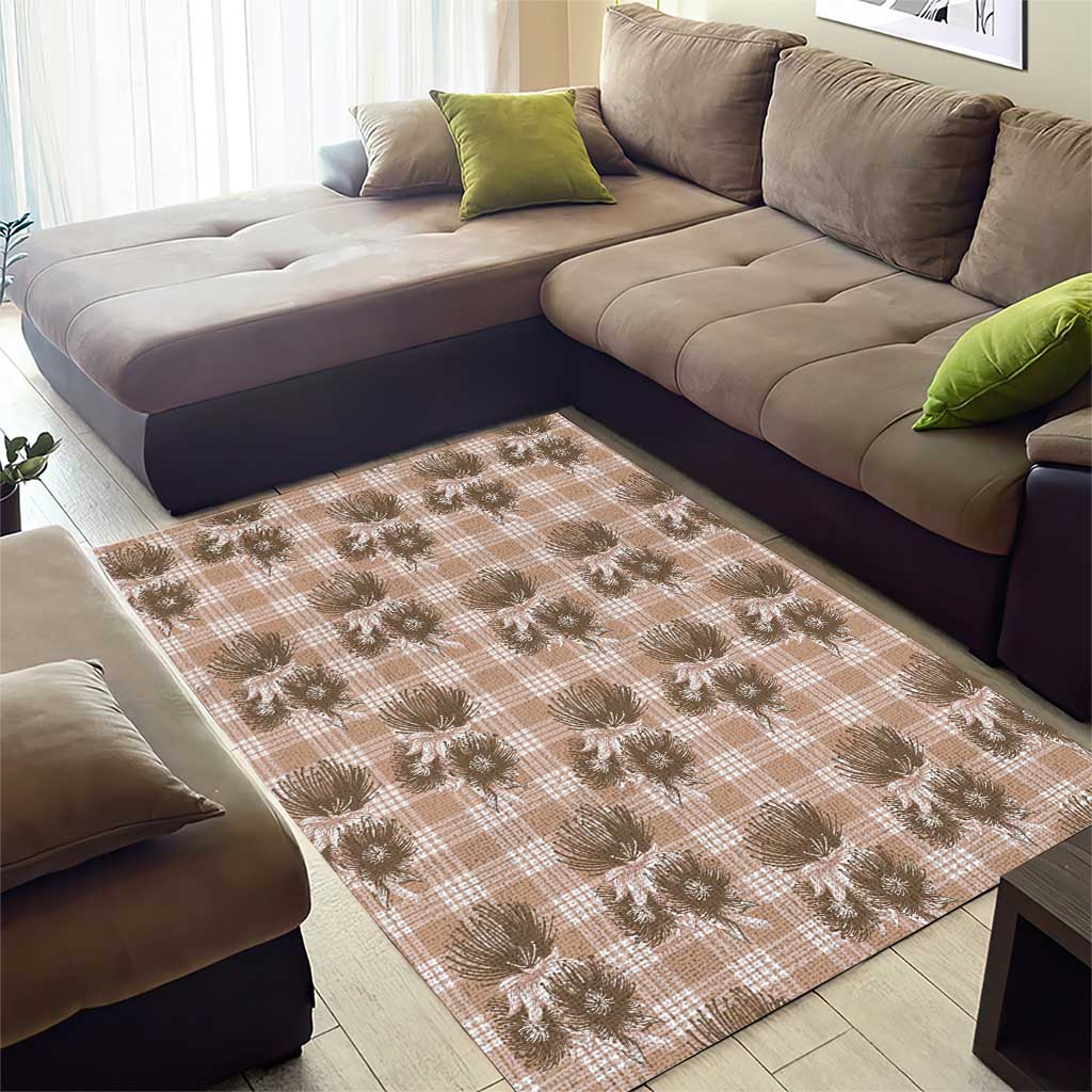 Brown Palaka Hawaii Area Rug Hawaiian Lehua Blossoms LT05 - Polynesian Pride