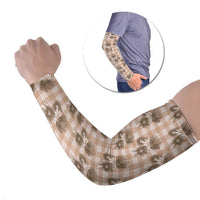 Brown Palaka Hawaii Arm Sleeves Hawaiian Lehua Blossoms LT05 Set of 2 Brown - Polynesian Pride