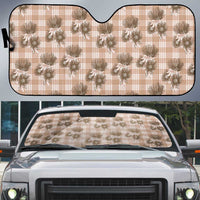 Brown Palaka Hawaii Auto Sun Shade Hawaiian Lehua Blossoms LT05 Brown - Polynesian Pride