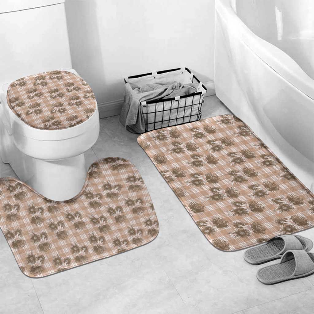 Brown Palaka Hawaii Bathroom Set Hawaiian Lehua Blossoms LT05 Mat Set Only (3 pcs) One Size Brown - Polynesian Pride