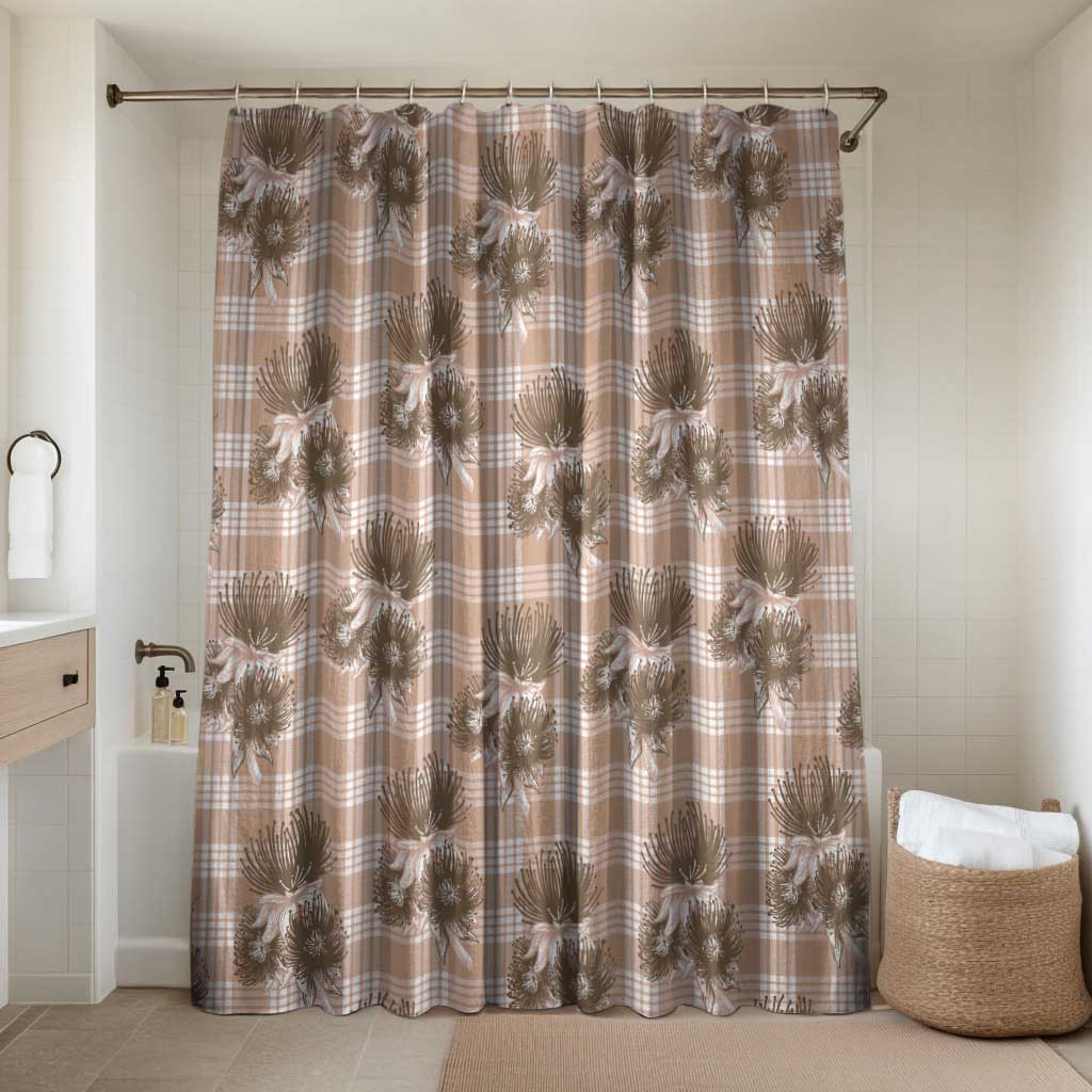 Brown Palaka Hawaii Bathroom Set Hawaiian Lehua Blossoms LT05 Shower Curtain Only Brown - Polynesian Pride