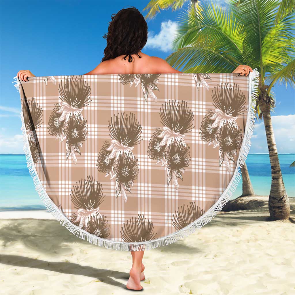 Brown Palaka Hawaii Beach Blanket Hawaiian Lehua Blossoms LT05 - Polynesian Pride