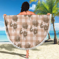 Brown Palaka Hawaii Beach Blanket Hawaiian Lehua Blossoms LT05 - Polynesian Pride