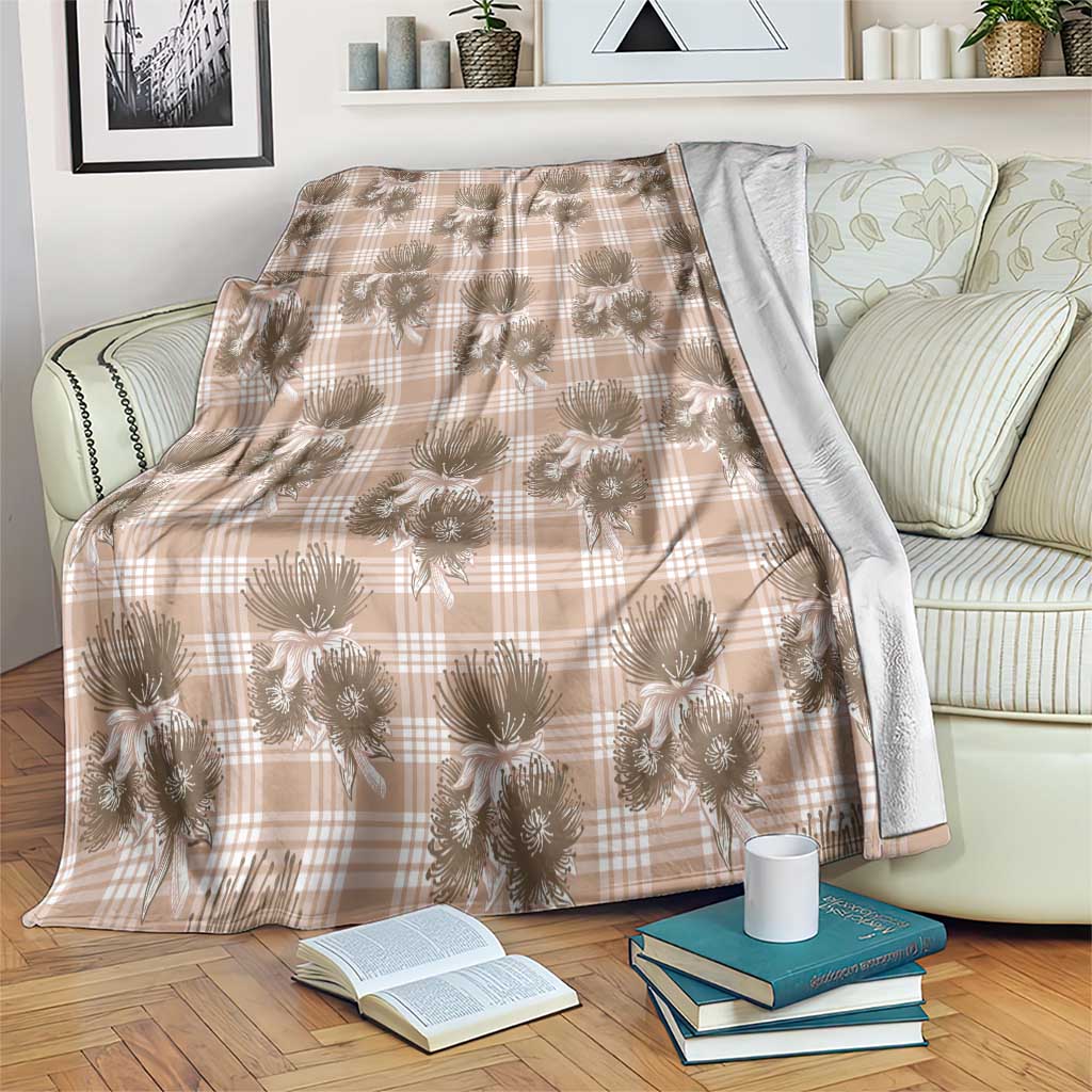 Brown Palaka Hawaii Blanket Hawaiian Lehua Blossoms LT05 Brown - Polynesian Pride