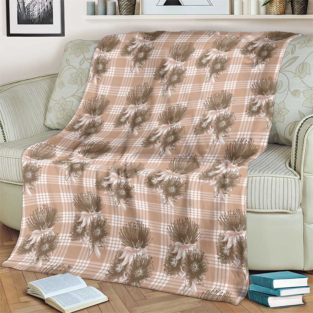 Brown Palaka Hawaii Blanket Hawaiian Lehua Blossoms LT05 - Polynesian Pride