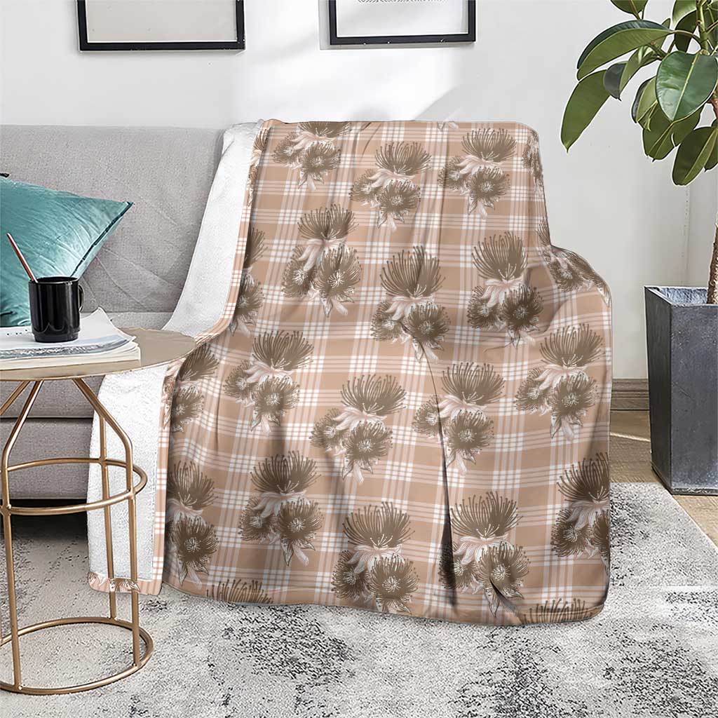 Brown Palaka Hawaii Blanket Hawaiian Lehua Blossoms LT05 - Polynesian Pride