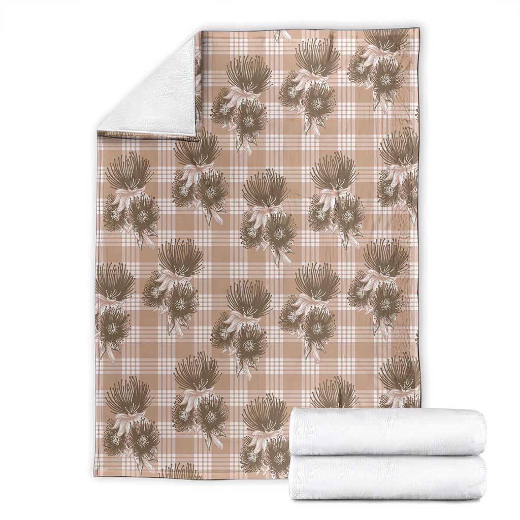Brown Palaka Hawaii Blanket Hawaiian Lehua Blossoms LT05 - Polynesian Pride