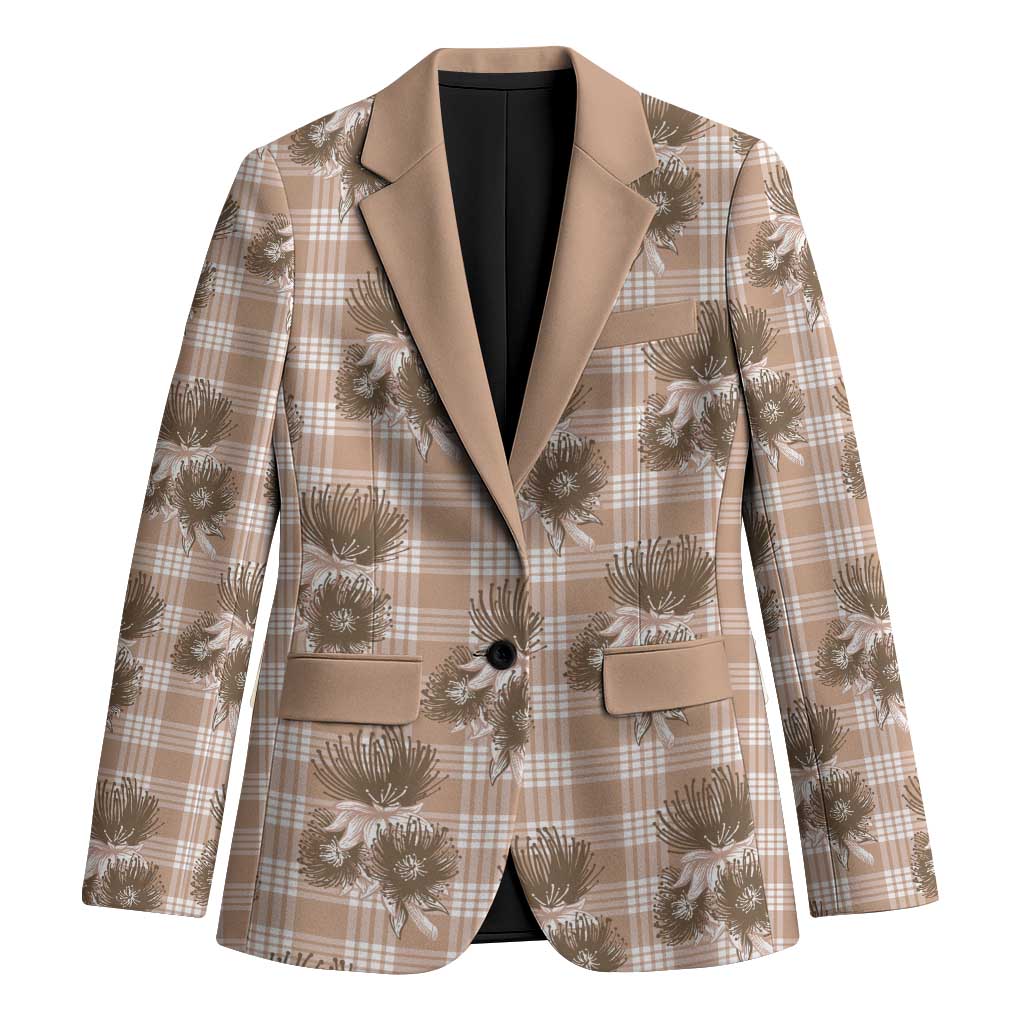 Brown Palaka Hawaii Blazer Hawaiian Lehua Blossoms LT05 Unisex Brown - Polynesian Pride