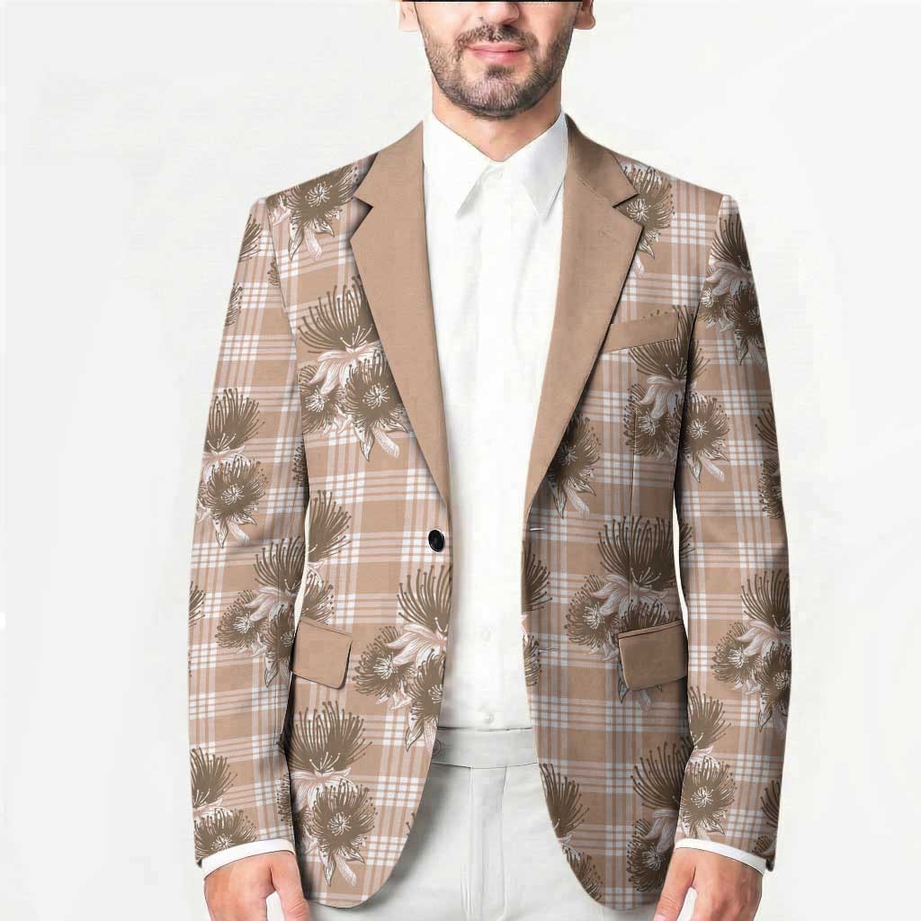 Brown Palaka Hawaii Blazer Hawaiian Lehua Blossoms LT05 - Polynesian Pride