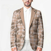 Brown Palaka Hawaii Blazer Hawaiian Lehua Blossoms LT05 - Polynesian Pride