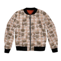 Brown Palaka Hawaii Bomber Jacket Hawaiian Lehua Blossoms LT05 Unisex Brown - Polynesian Pride