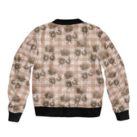 Brown Palaka Hawaii Bomber Jacket Hawaiian Lehua Blossoms LT05 - Polynesian Pride