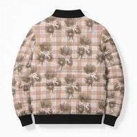 Brown Palaka Hawaii Bomber Puffer Jacket Hawaiian Lehua Blossoms LT05 - Polynesian Pride