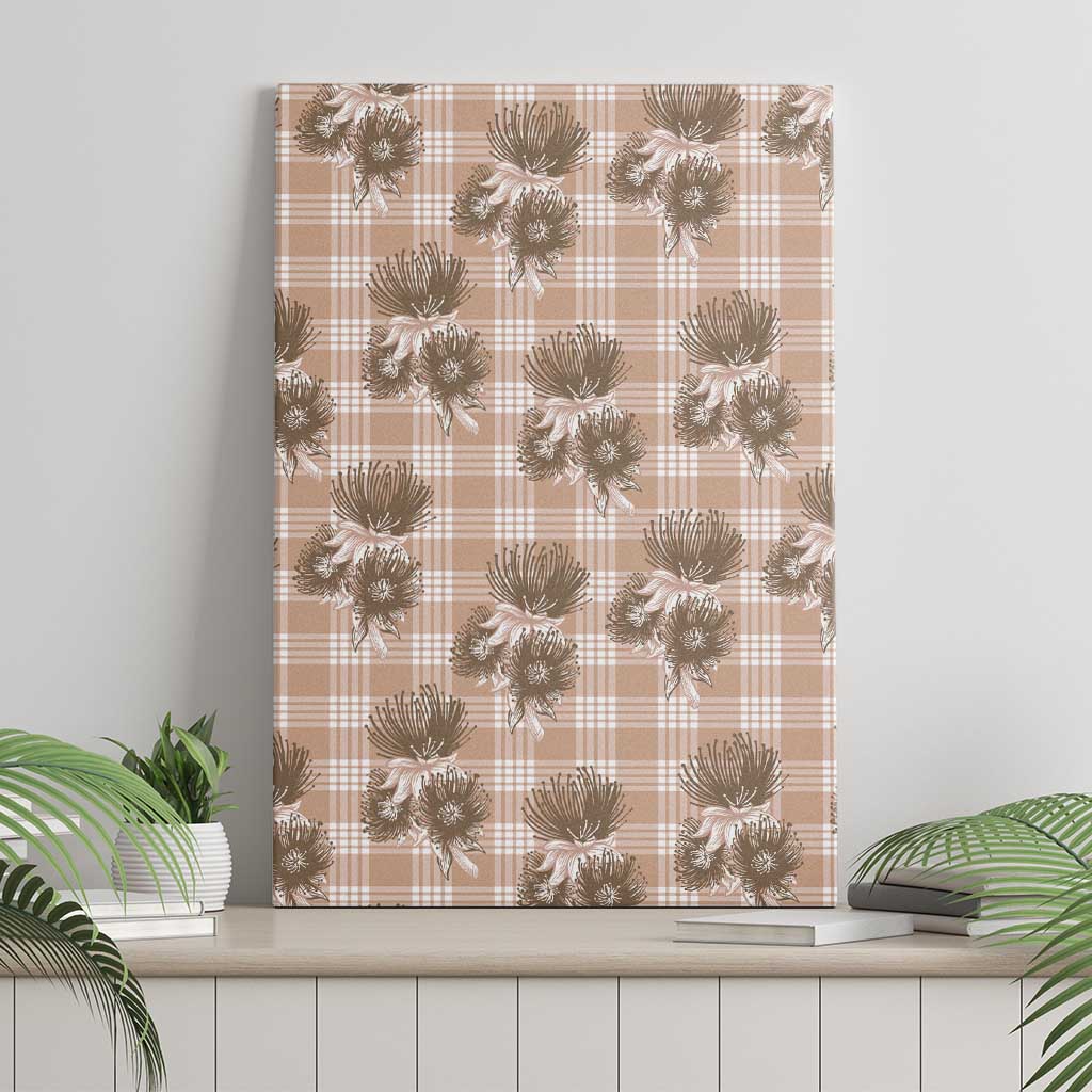 Brown Palaka Hawaii Canvas Wall Art Hawaiian Lehua Blossoms LT05 - Polynesian Pride