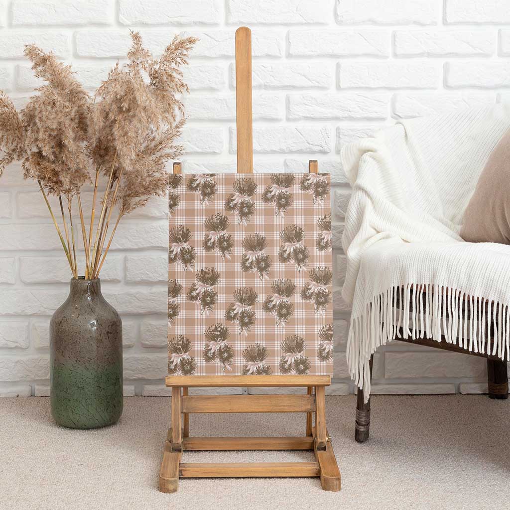 Brown Palaka Hawaii Canvas Wall Art Hawaiian Lehua Blossoms LT05 - Polynesian Pride