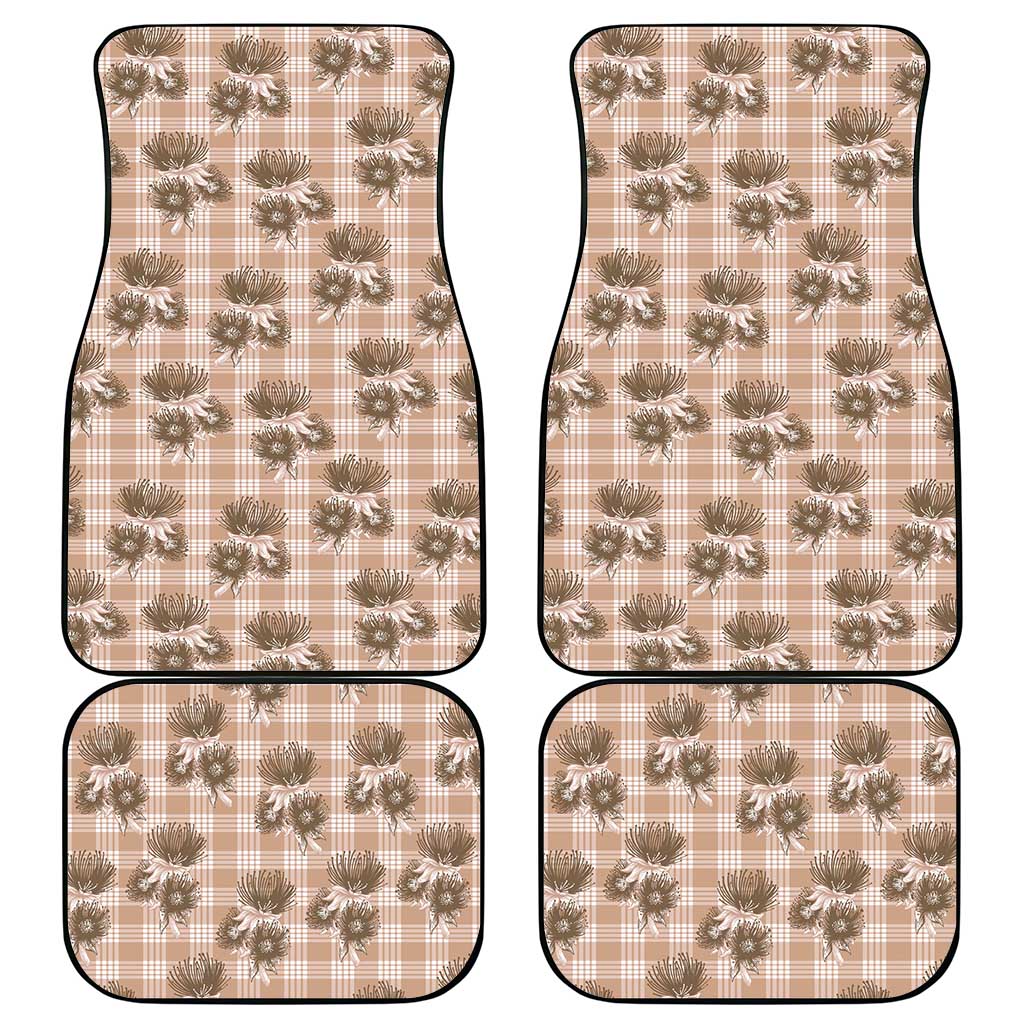 Brown Palaka Hawaii Car Mats Hawaiian Lehua Blossoms LT05 - Polynesian Pride