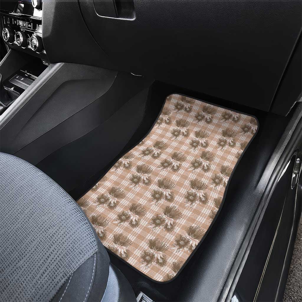 Brown Palaka Hawaii Car Mats Hawaiian Lehua Blossoms LT05 - Polynesian Pride