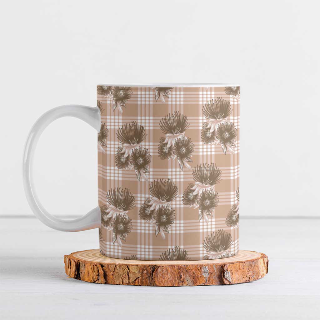 Brown Palaka Hawaii Ceramic Mug Hawaiian Lehua Blossoms LT05 Brown - Polynesian Pride