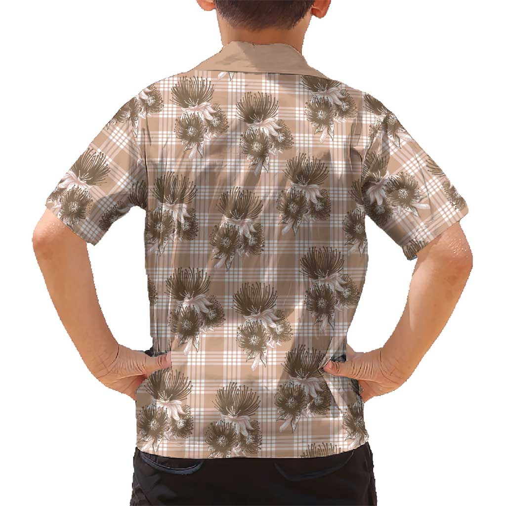 Brown Palaka Hawaii Hawaiian Shirt Hawaiian Lehua Blossoms LT05 - Polynesian Pride