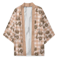 Brown Palaka Hawaii Kimono Hawaiian Lehua Blossoms LT05 Unisex Brown - Polynesian Pride