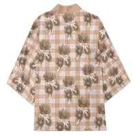 Brown Palaka Hawaii Kimono Hawaiian Lehua Blossoms LT05 - Polynesian Pride