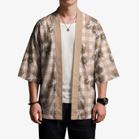 Brown Palaka Hawaii Kimono Hawaiian Lehua Blossoms LT05 - Polynesian Pride