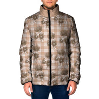 Brown Palaka Hawaii Padded Jacket Hawaiian Lehua Blossoms LT05 Men Brown - Polynesian Pride