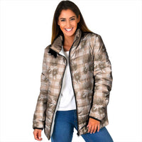 Brown Palaka Hawaii Padded Jacket Hawaiian Lehua Blossoms LT05 Women Brown - Polynesian Pride