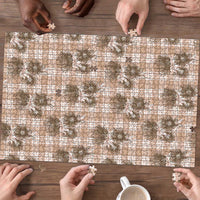 Brown Palaka Hawaii Puzzle Hawaiian Lehua Blossoms LT05 - Polynesian Pride
