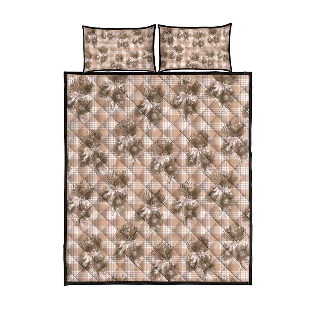 Brown Palaka Hawaii Quilt Bed Set Hawaiian Lehua Blossoms LT05 - Polynesian Pride