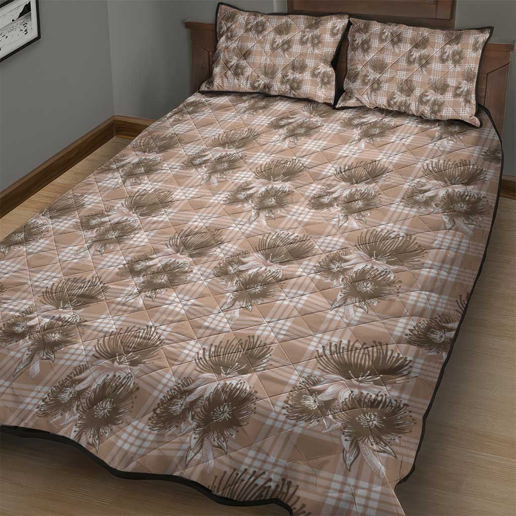 Brown Palaka Hawaii Quilt Bed Set Hawaiian Lehua Blossoms LT05 - Polynesian Pride