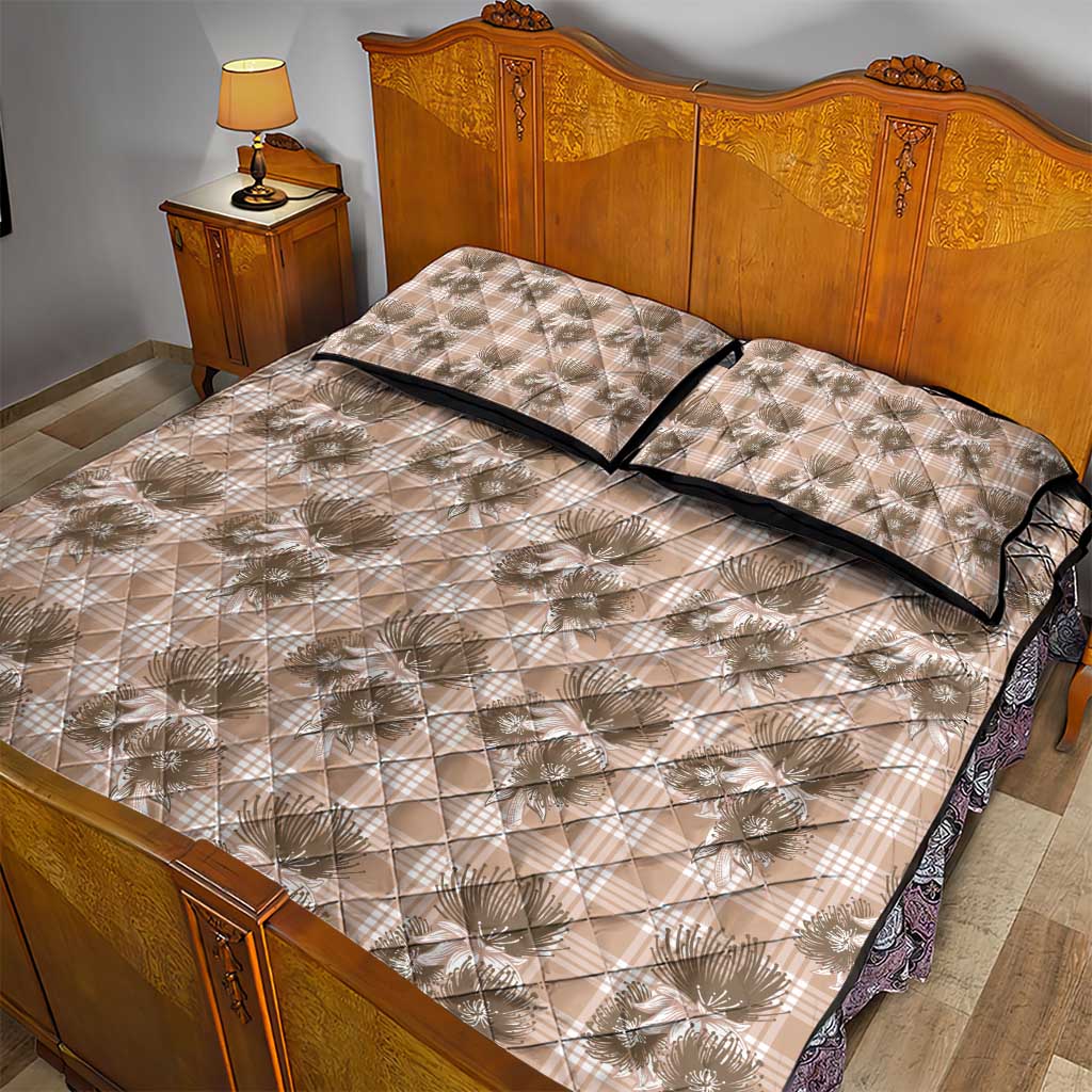 Brown Palaka Hawaii Quilt Bed Set Hawaiian Lehua Blossoms LT05 - Polynesian Pride