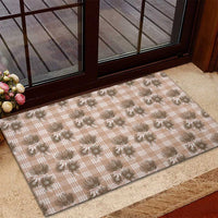 Brown Palaka Hawaii Rubber Doormat Hawaiian Lehua Blossoms LT05 - Polynesian Pride