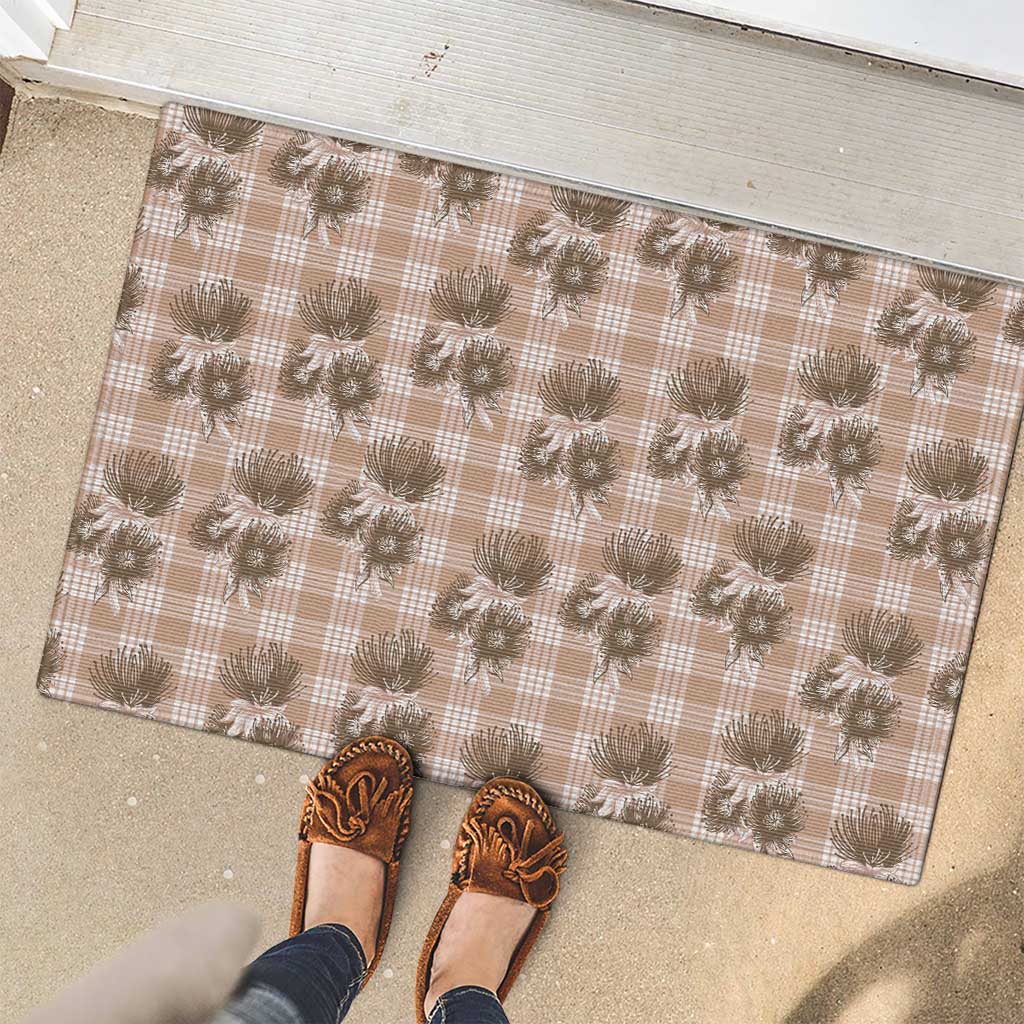 Brown Palaka Hawaii Rubber Doormat Hawaiian Lehua Blossoms LT05 - Polynesian Pride