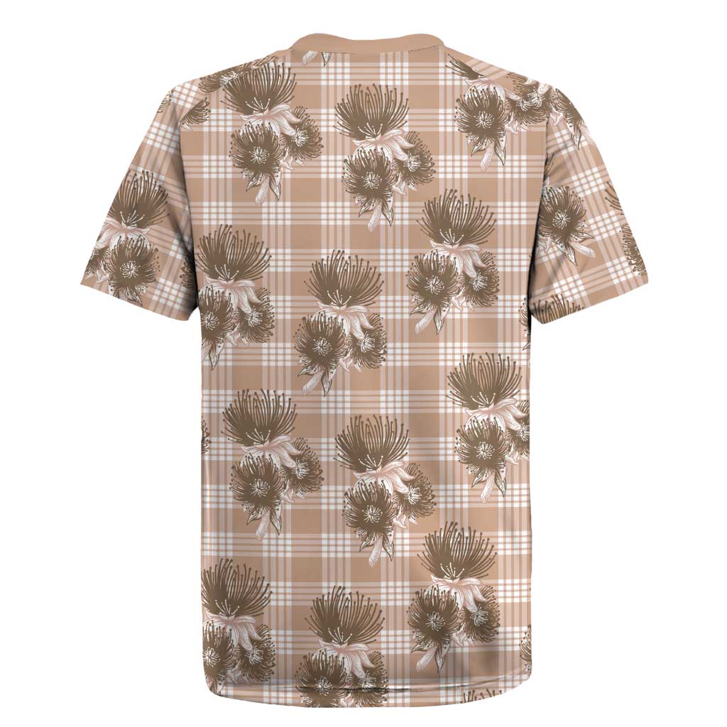 Brown Palaka Hawaii Rugby Jersey Hawaiian Lehua Blossoms LT05 - Polynesian Pride