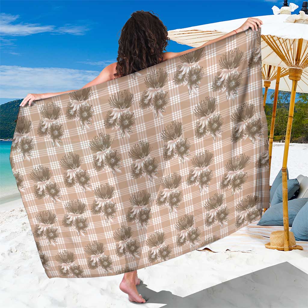 Brown Palaka Hawaii Sarong Hawaiian Lehua Blossoms LT05 One Size 44 x 66 inches Brown - Polynesian Pride