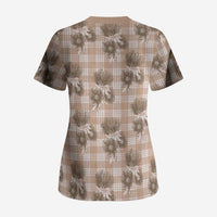 Brown Palaka Hawaii Scrub Top Hawaiian Lehua Blossoms LT05 - Polynesian Pride