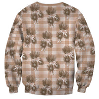 Brown Palaka Hawaii Sweatshirt Hawaiian Lehua Blossoms LT05 - Polynesian Pride