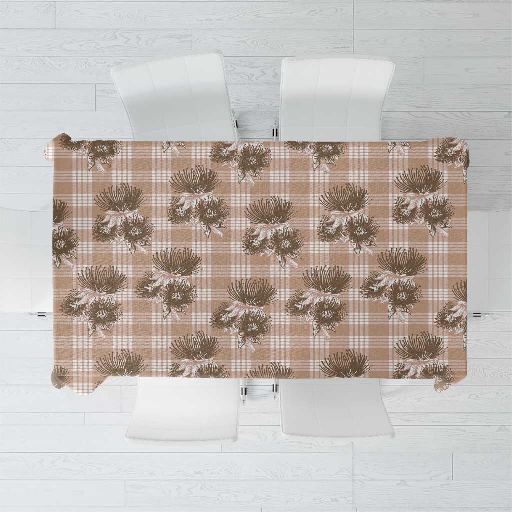 Brown Palaka Hawaii Tablecloth Hawaiian Lehua Blossoms LT05 Brown - Polynesian Pride