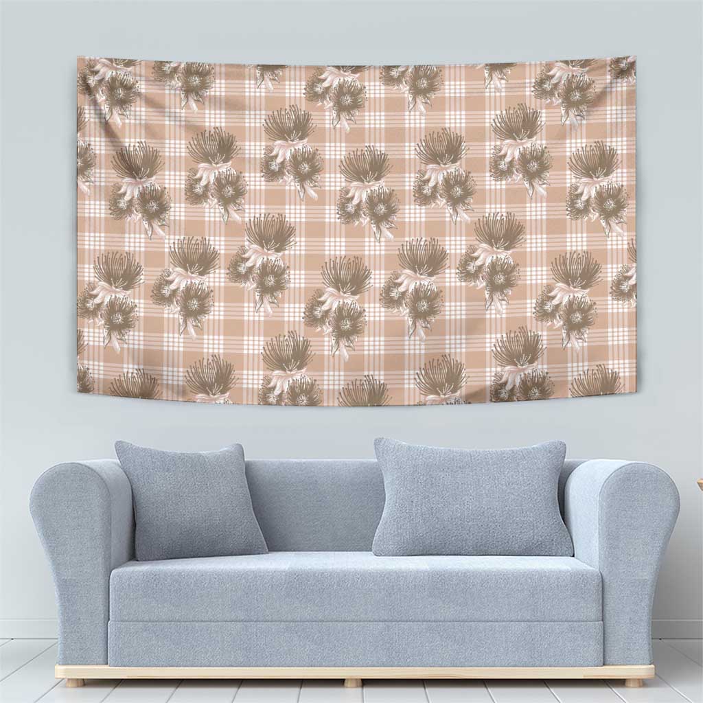Brown Palaka Hawaii Tapestry Hawaiian Lehua Blossoms LT05 - Polynesian Pride