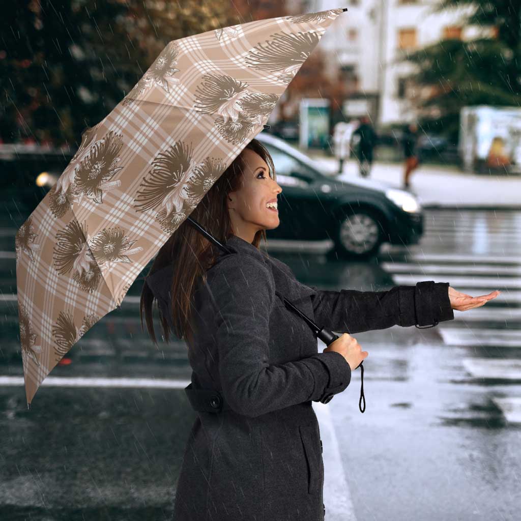 Brown Palaka Hawaii Umbrella Hawaiian Lehua Blossoms LT05 - Polynesian Pride
