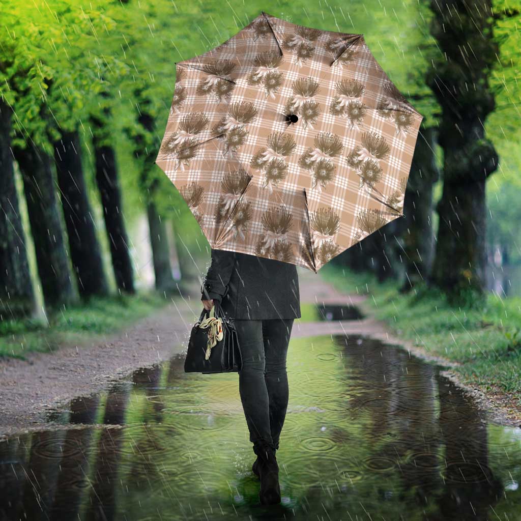 Brown Palaka Hawaii Umbrella Hawaiian Lehua Blossoms LT05 - Polynesian Pride