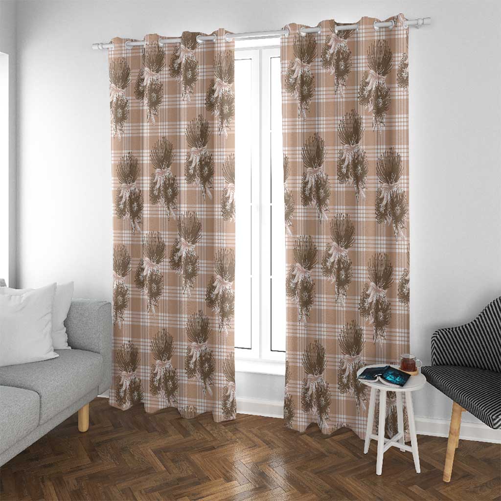 Brown Palaka Hawaii Window Curtain Hawaiian Lehua Blossoms LT05 With Grommets Brown - Polynesian Pride