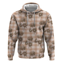 Brown Palaka Hawaii Zip Hoodie Hawaiian Lehua Blossoms LT05 Pullover Hoodie Brown - Polynesian Pride