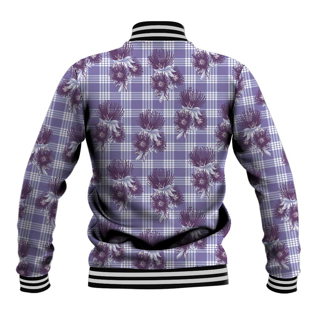 Purple Palaka Hawaii Baseball Jacket Hawaiian Lehua Blossoms LT05 - Polynesian Pride
