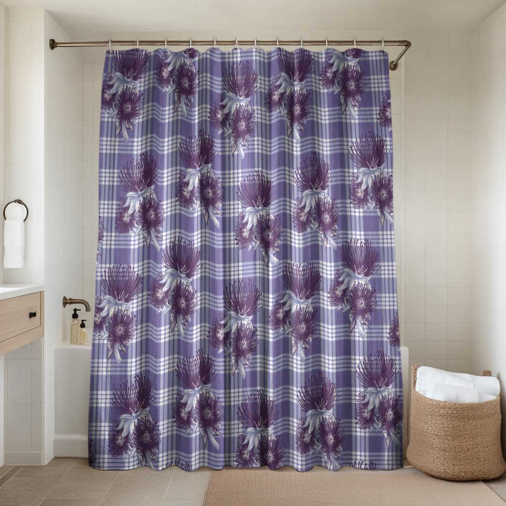 Purple Palaka Hawaii Bathroom Set Hawaiian Lehua Blossoms LT05 Shower Curtain Only Purple - Polynesian Pride
