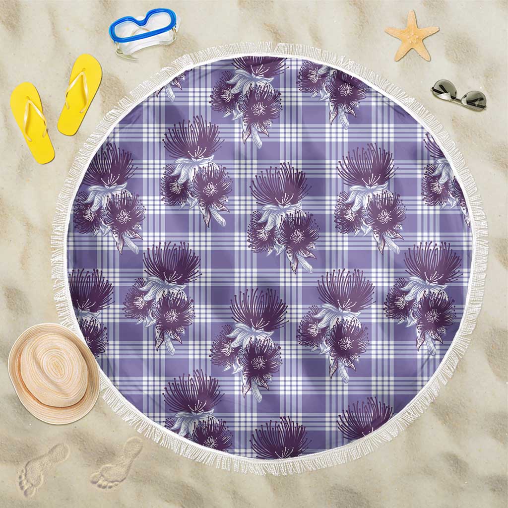 Purple Palaka Hawaii Beach Blanket Hawaiian Lehua Blossoms LT05 One Size 150cm Purple - Polynesian Pride