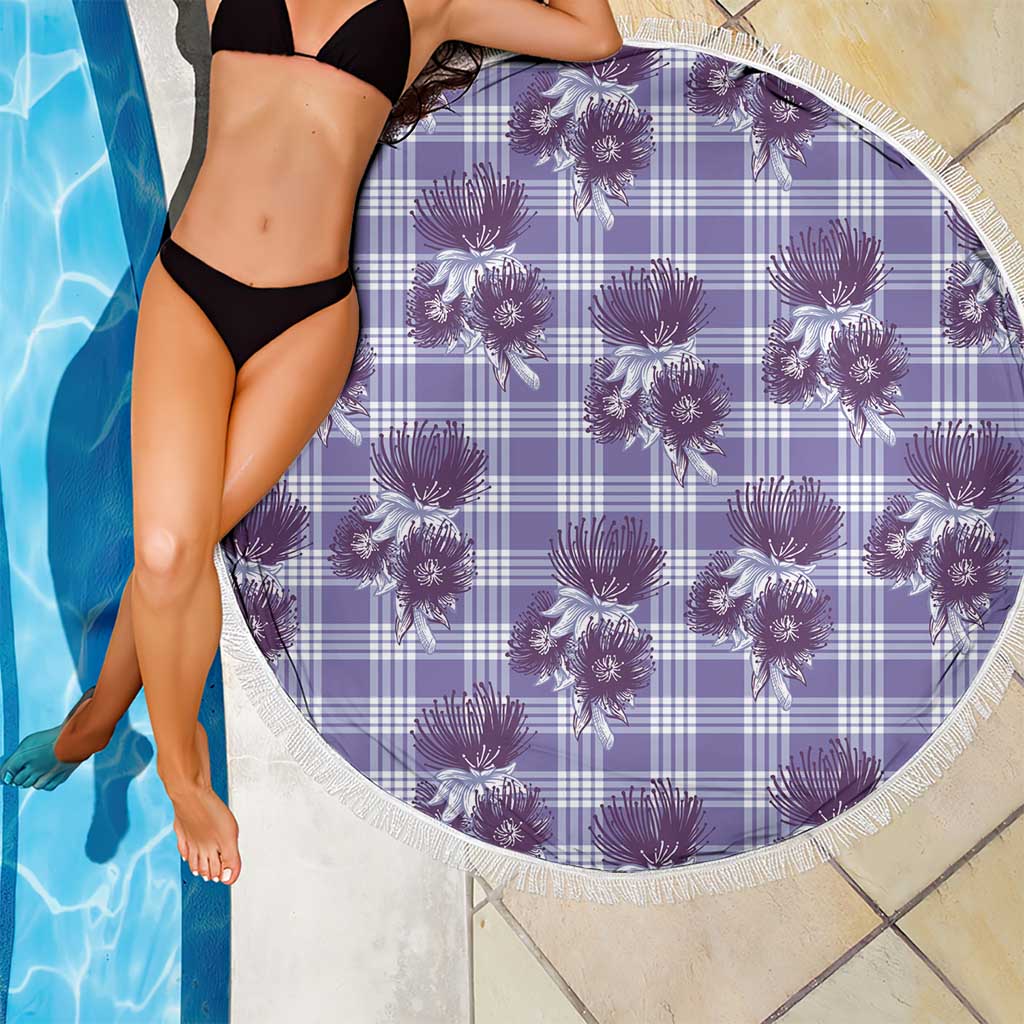 Purple Palaka Hawaii Beach Blanket Hawaiian Lehua Blossoms LT05 - Polynesian Pride