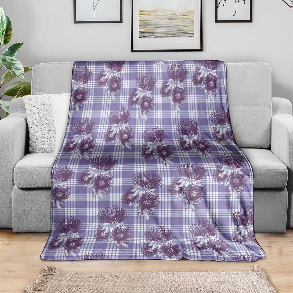 Purple Palaka Hawaii Blanket Hawaiian Lehua Blossoms LT05 - Polynesian Pride