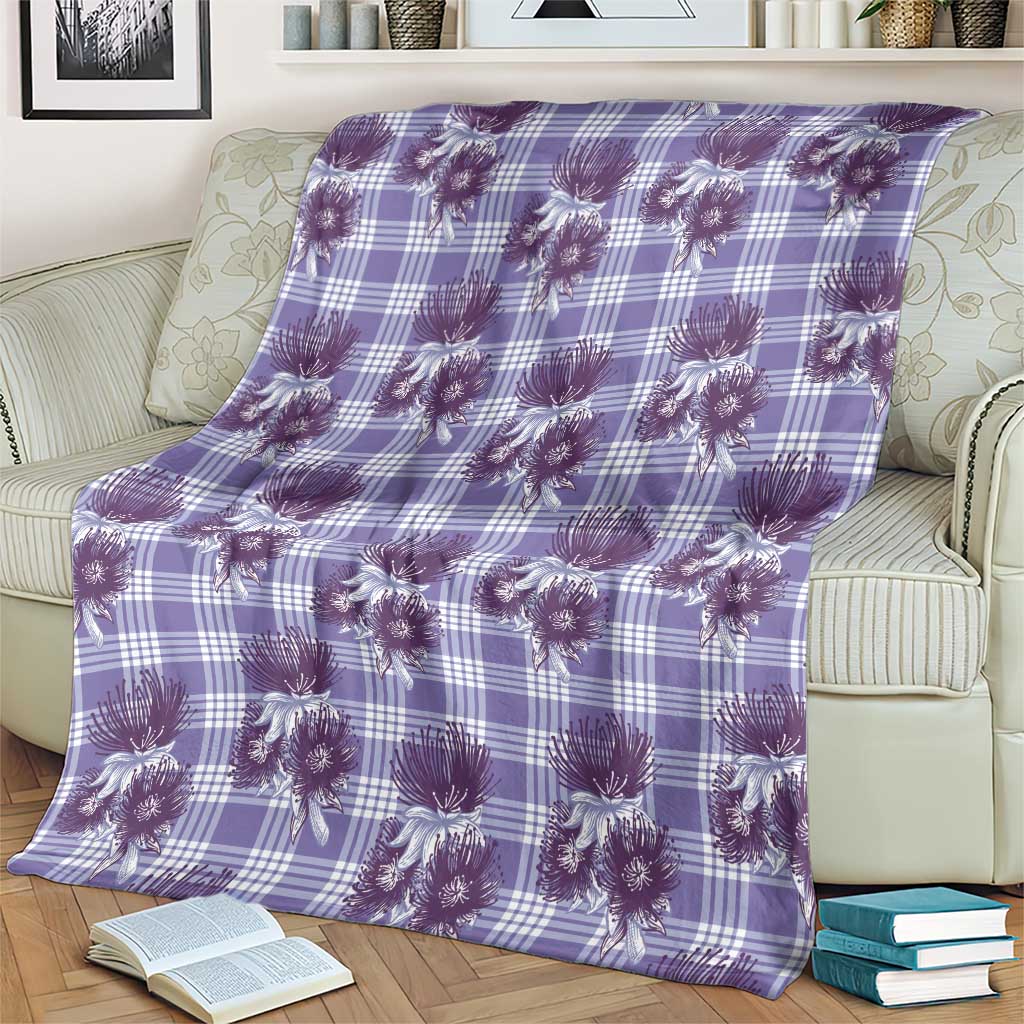 Purple Palaka Hawaii Blanket Hawaiian Lehua Blossoms LT05 - Polynesian Pride